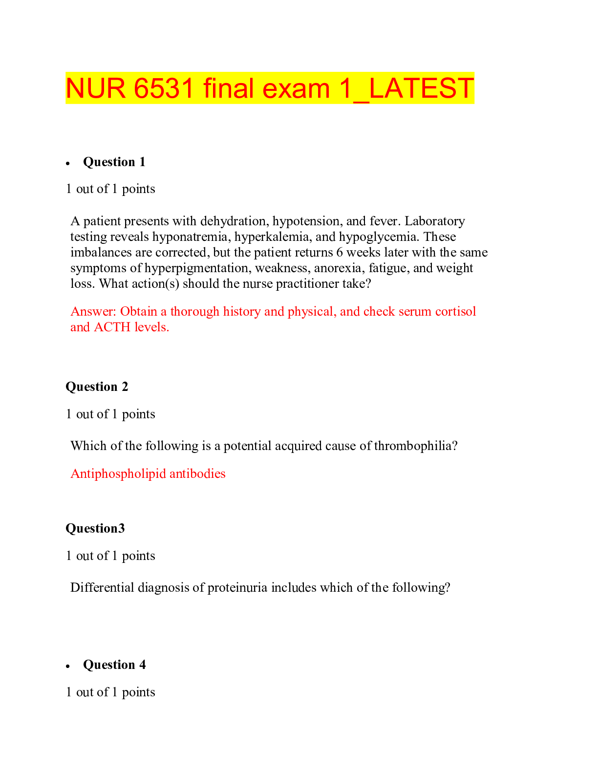 Preview image of NUR 6531 final exam 1_LATEST,100% CORRECT document